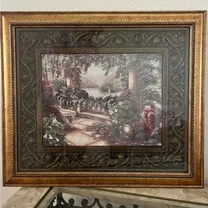 Betsy Brown Framed Art “Villa Scaletta” - Wall Decor - Garden Scene - Gold Frame